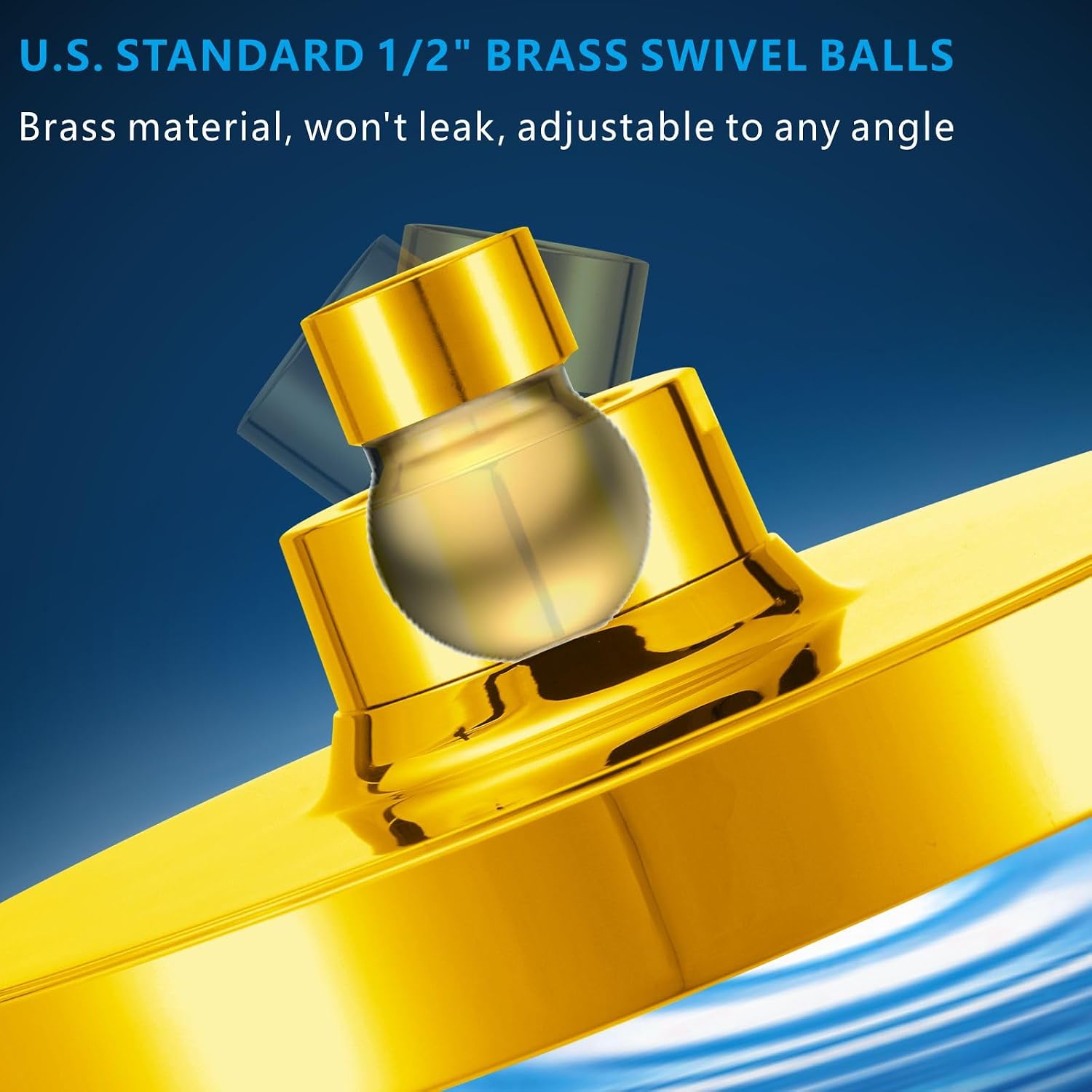 High Pressure Rain Shower Head - High Flow Rainfall Showerhead - Luxury Modern Look - Pressure Boosting Bathroom Shower Heads (6 inches, Gold)