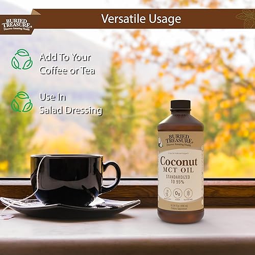 Miniatura 6 de Buried Treasure Aceite de coco MCT para una función cerebral saludable y mayor rendimiento, dieta cetogénica y paleo, triglicéridos de cadena media