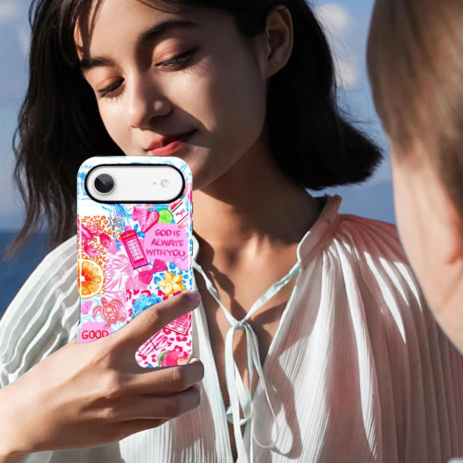 KANGHAR Case for iPhone Air Compatible with Magsafe Summer Collage Coastal Scratch Resistant Hybrid 2-Layer Hard Protective Phone Cover for Girl Women Boy Men 6.7 Inch Pink