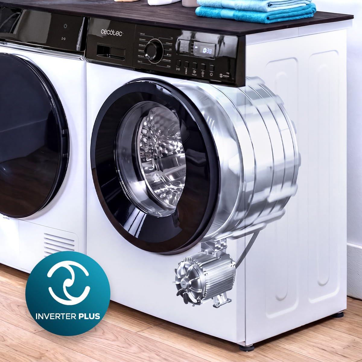 Cecotec Lavatrice 6 kg a Carica Frontale Bolero DressCode 6150 Inverter A HairCatch Kit. 1650 W, 1000 giri/min, 12 programmi, Motore Inverter Plus, Steam Max, Drum Clean, Avvio Ritardato