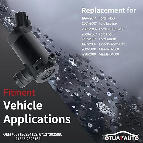 Miniatura 10 de OTUAYAUTO - Bomba de limpiaparabrisas para Jeep, Dodge, Chrysler, Volkswagen, Audi, BMW, Chevrolet, Ford, estilo original de fábrica con ojales