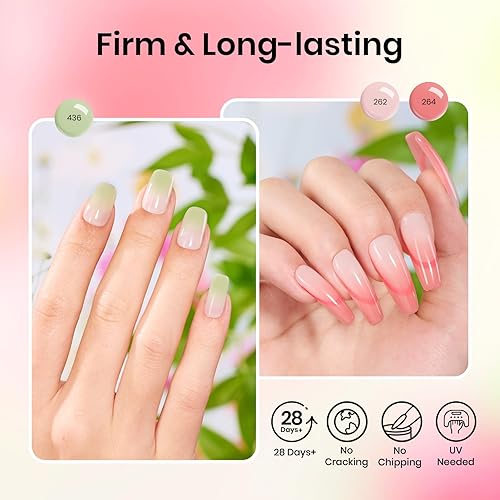 Miniatura 52 de Beetles - Kit de extensión de gel de uñas de polietileno, 6 colores de gelatina nude con solución deslizante, mejora de uñas para principiantes y 0