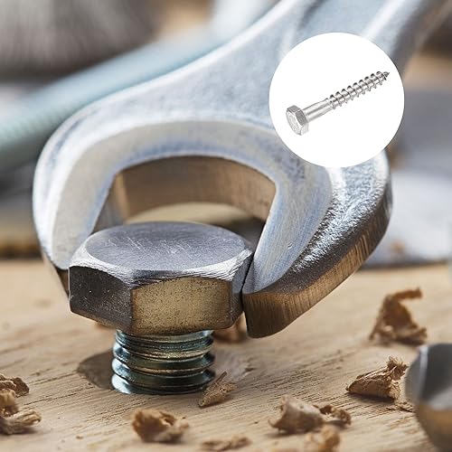 Vista 3 de METALLIXITY Tornillos hexagonales (M6 x 1.575 in), 10 unidades, pernos de madera autorroscantes de acero inoxidable 304, para aplicaciones domésticas