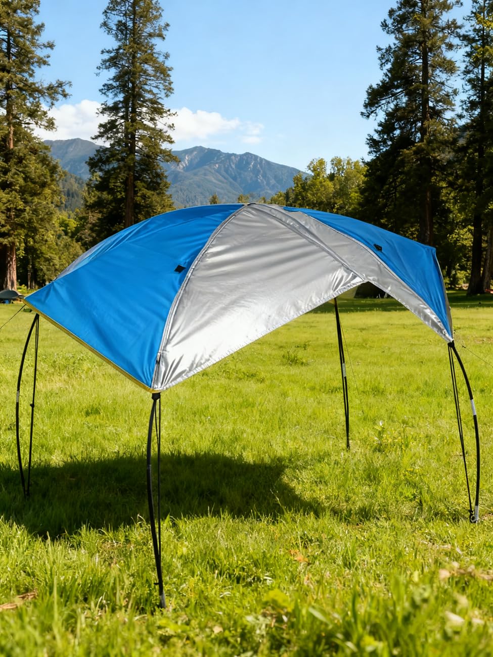 Bateau Gonflable Parasol voilier auvent Toit auvent Toit Tente de pêche Parasol de Plage Bleu (4 Personnes)