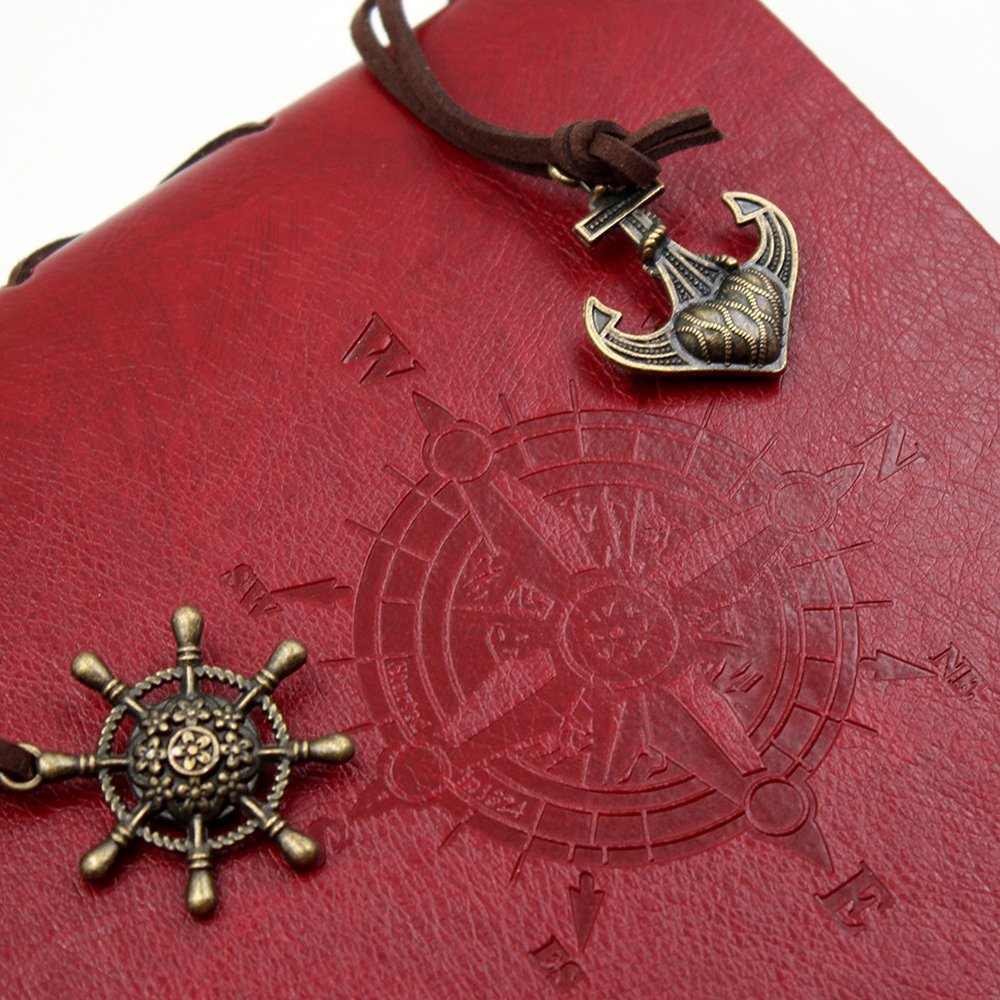 ToiM Pirate Theme Scrapbook Album - Leatherette Cover DIY Photo Memory Book (Red)