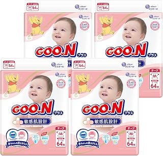 【テープ Mサイズ】グーンプラス 敏感肌設計 (6~11ｋｇ) 256枚(64枚×4) [ケース販売] 【Amazon.co.jp限定】 ≪ディズニーデザイン≫