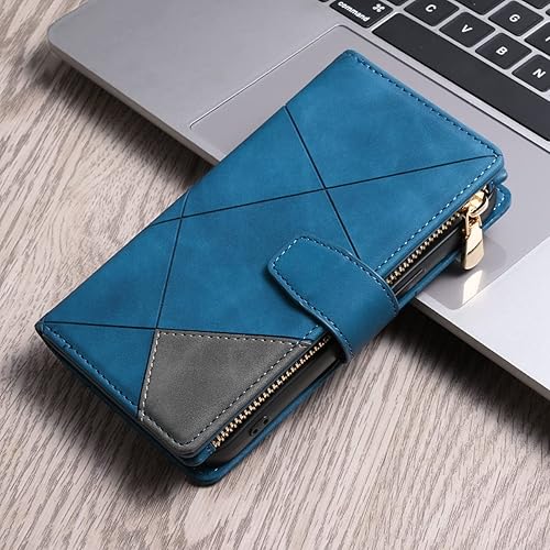 Miniatura 16 de UEEBAI Funda para Samsung Galaxy S21 FE 5G, 9 ranuras para tarjetas, cartera de cuero retro a prueba de golpes, con correa de mano, ranuras