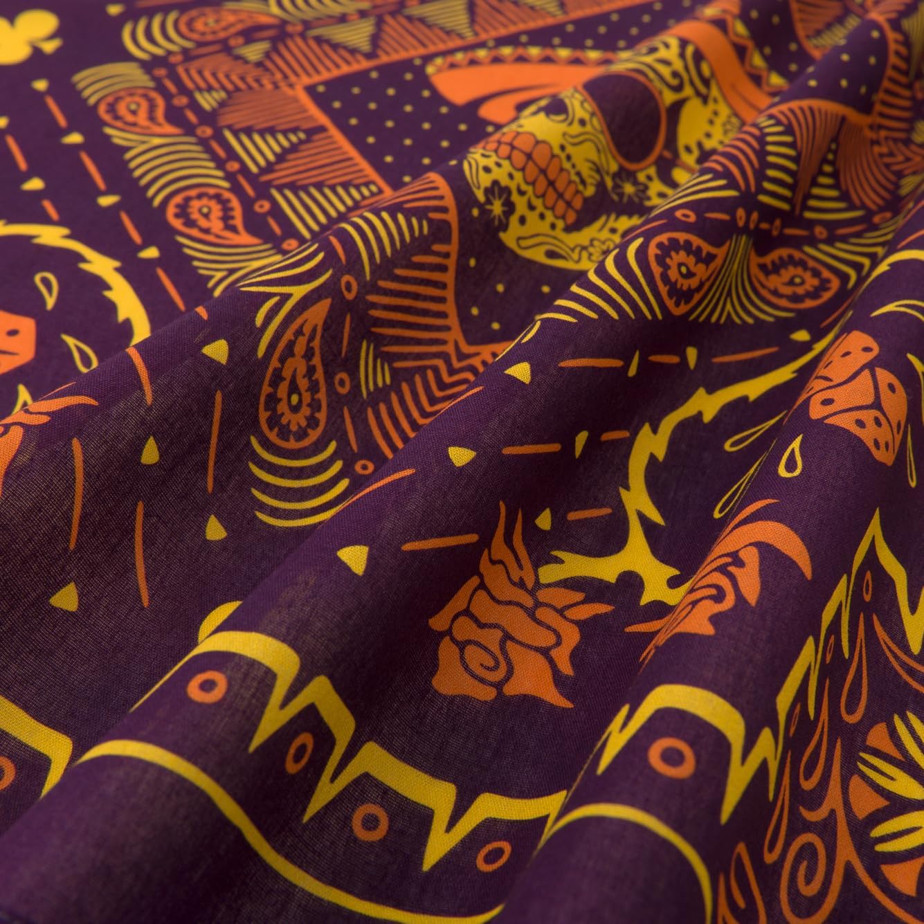 22"x22" Mexican Skull Bandana Día de los Muertos Style Head Scarf