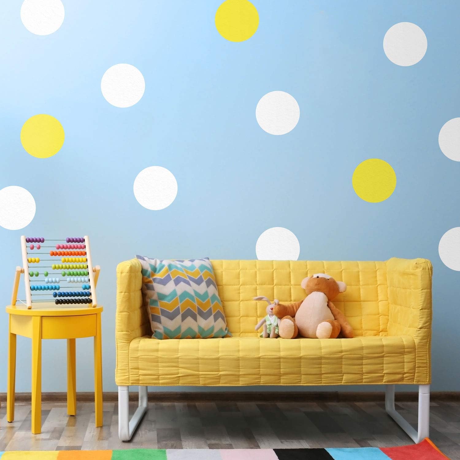 Circle Wall Stickers, White and Yellow
