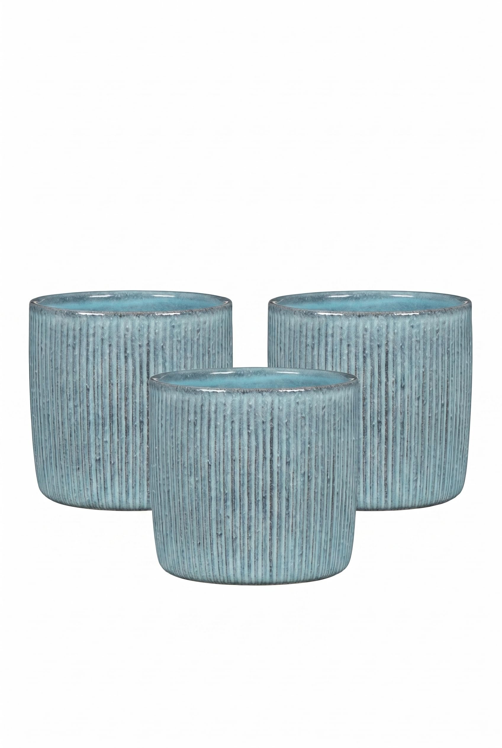 Scheurich Solido Linea 3er Set Blumentöpfe aus Keramik, Blau, Ø 15 cm