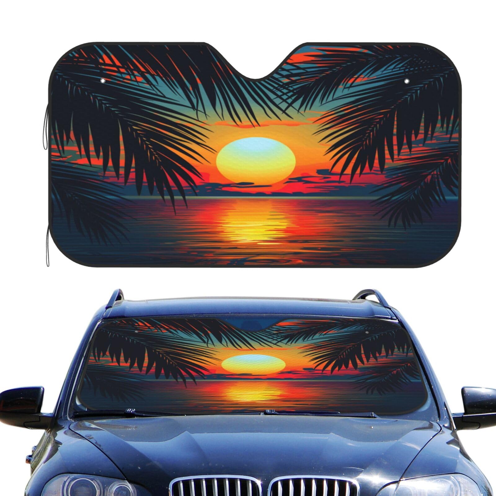 Couvre-soleil auto premium avec motif plage de haute qualité - 2