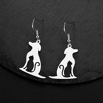 Orecchini Pendenti Cane E Gatto – Silhouette Animale – Gioielli In Acciaio Inox Per Amanti Degli Animali - 3