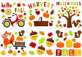XIMISHOP 6sheet Fall Gel Window Clings Stickers Maple Leaf for Window Decor