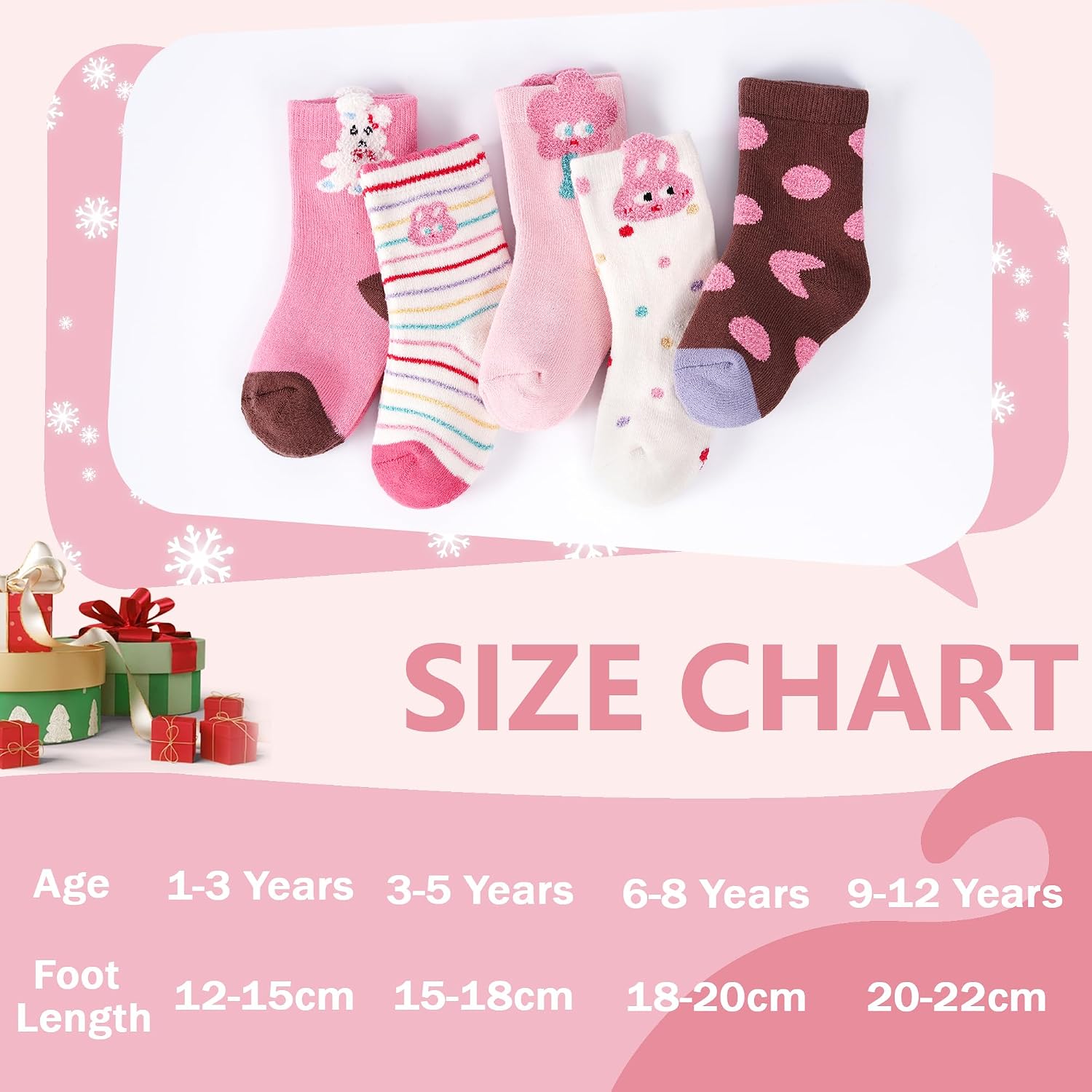 ZERULETS Kids Socks Girls Socks Thermal Hiking Winter Warm Boot Cotton Crew Sock for Kids Toddler Children 1-12 Years