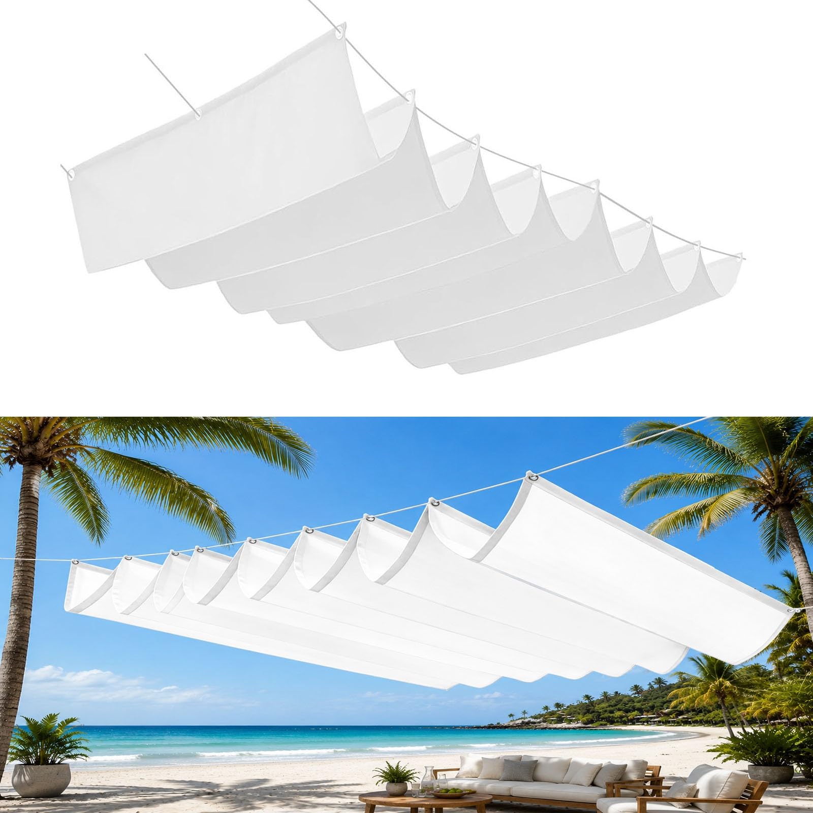 Toile ombrage pour patio blanc rectangulaire indéchirable pour forte chaleur