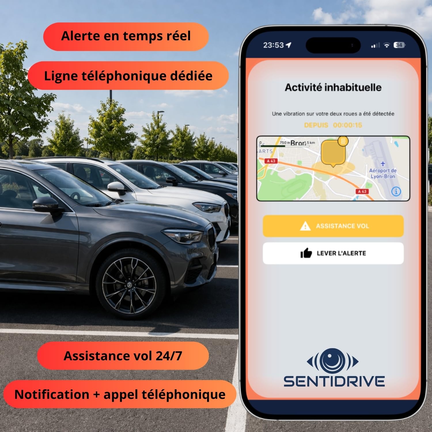 Traceur GPS Voiture sans Abonnement (Boîtier Seul) – Tracker GPS Auto Ultra Réactif (1 Seconde) – Appel Téléphonique avec Assistance Vol 24/7 – Balise GPS Véhicule avec Carte SIM intégrée
