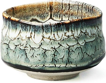 Yamaki Ikai Y1542 Matcha Bowl, Iguchi Turkey, Diameter 4.5 x Height 2.8 inches 11.5 x 7 cm, Mino Yaki