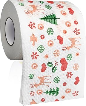 Christmas Toilet Paper Decorations, Colored Christmas Pattern Toilet Paper Gifts, Holiday Gifts, Funny Tissue Napkins, Xmas Bath Decor Tissue Roll Supplies, Bathroom Decor Fun Party Favors Gift