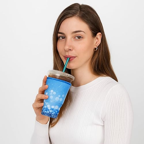 Vista 25 de Patelai Funda aislante reutilizable para café helado, 4 piezas, para bebidas frías, bebidas y soporte para la mayoría de los cafés