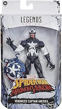 Hasbro Marvel Legends Series 15-cm Collectible Venomised Captain America Action Figure Toy, Premium Design and 2 Accessories | Marvel Legends Spider-Man 6 Inch Action Figure Maximum Venom Exclusive - Venomized Captain America