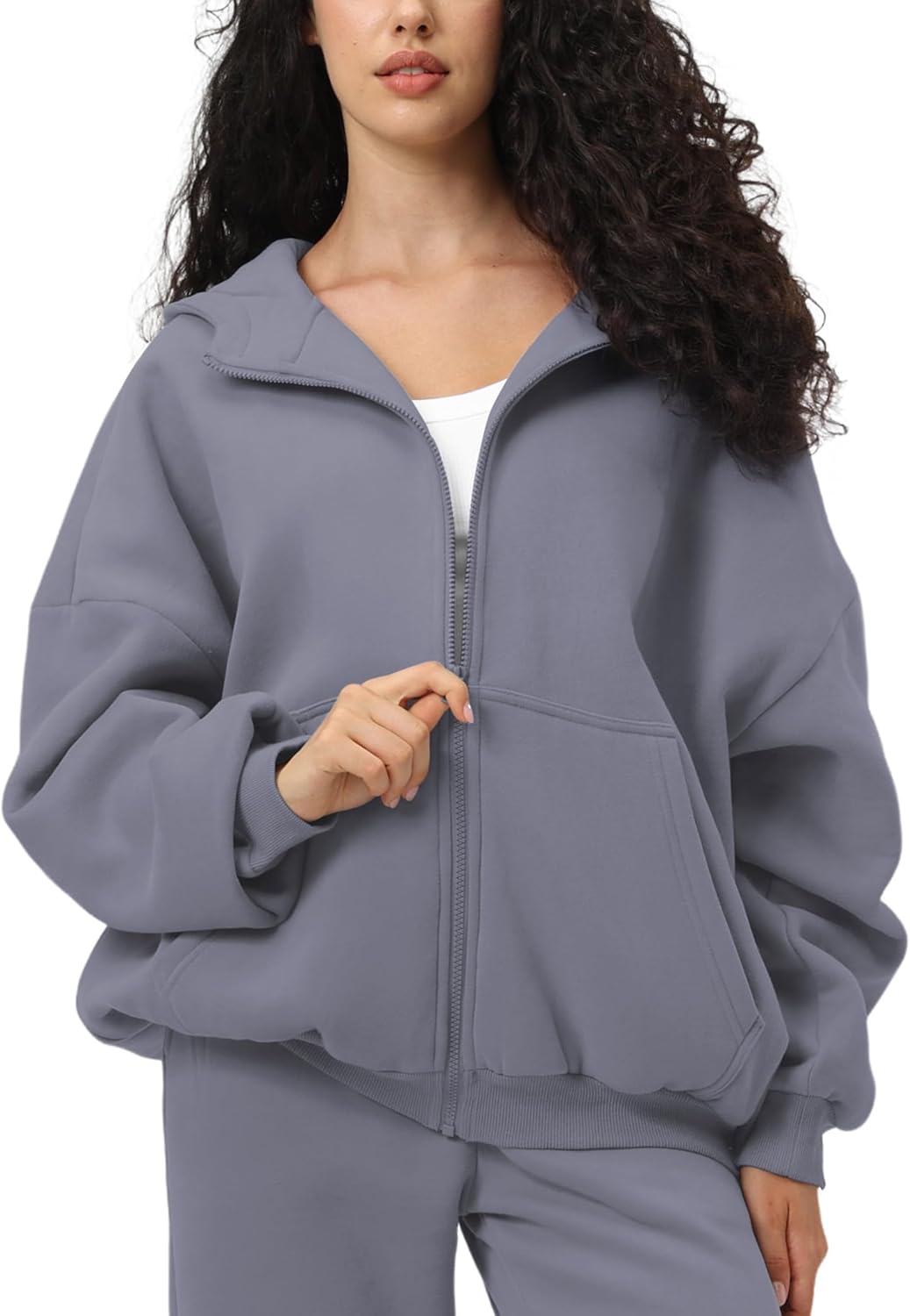 FAIABLE Womens Zip Up Hoodies with Pockets Oversized Sweatshirt Winter Long Sleeve Jackets Fleece Fall Outfits 2025