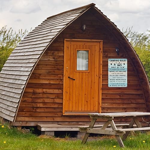 Miniatura 6 de Cartel de reglas de camping divertido decoración de pared de campamento para cámper, cabaña, caravana, uso interior exterior de 12 x 8 pulgadas (273)