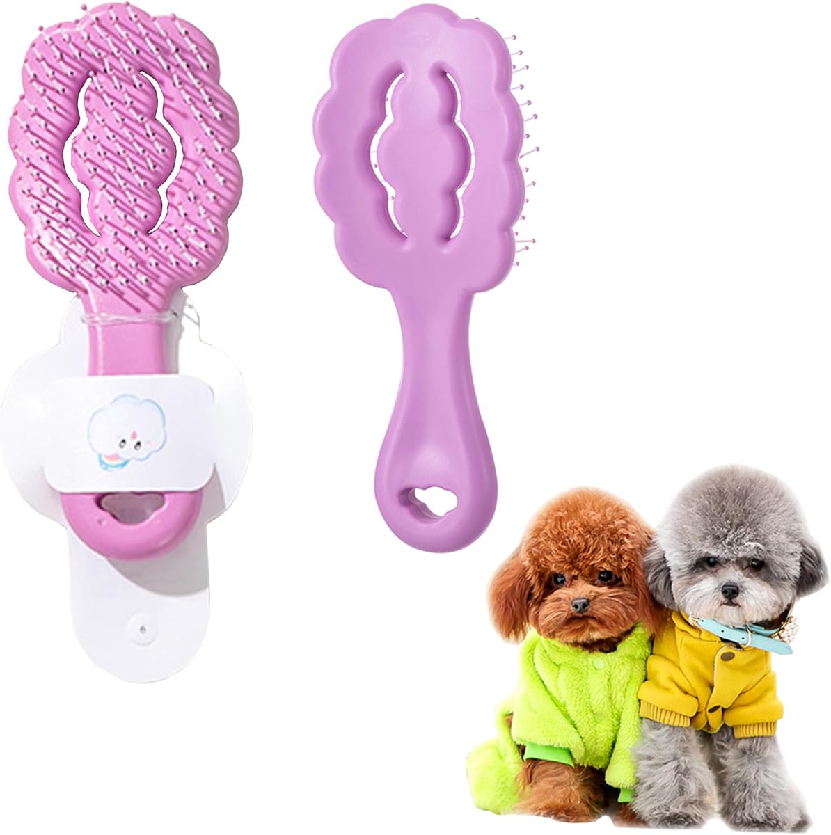Small Dog Grooming Brush,Cloud Shape Puppy Brush Detangling Dog Hair Brushes for Wet or Dry - Perfect for Shih Tzus, Yorkies, Maltipoos - Ideal Puppy Hair Brushes for Maltese and Small Breeds (Purple)
