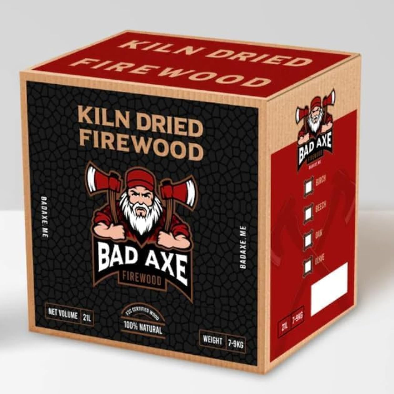 Bad Axe 21L Beech Firewood | Premium Kiln-Dried Hardwood for Fireplaces, BBQs & Camping | Long-Lasting Burn & High Heat Output