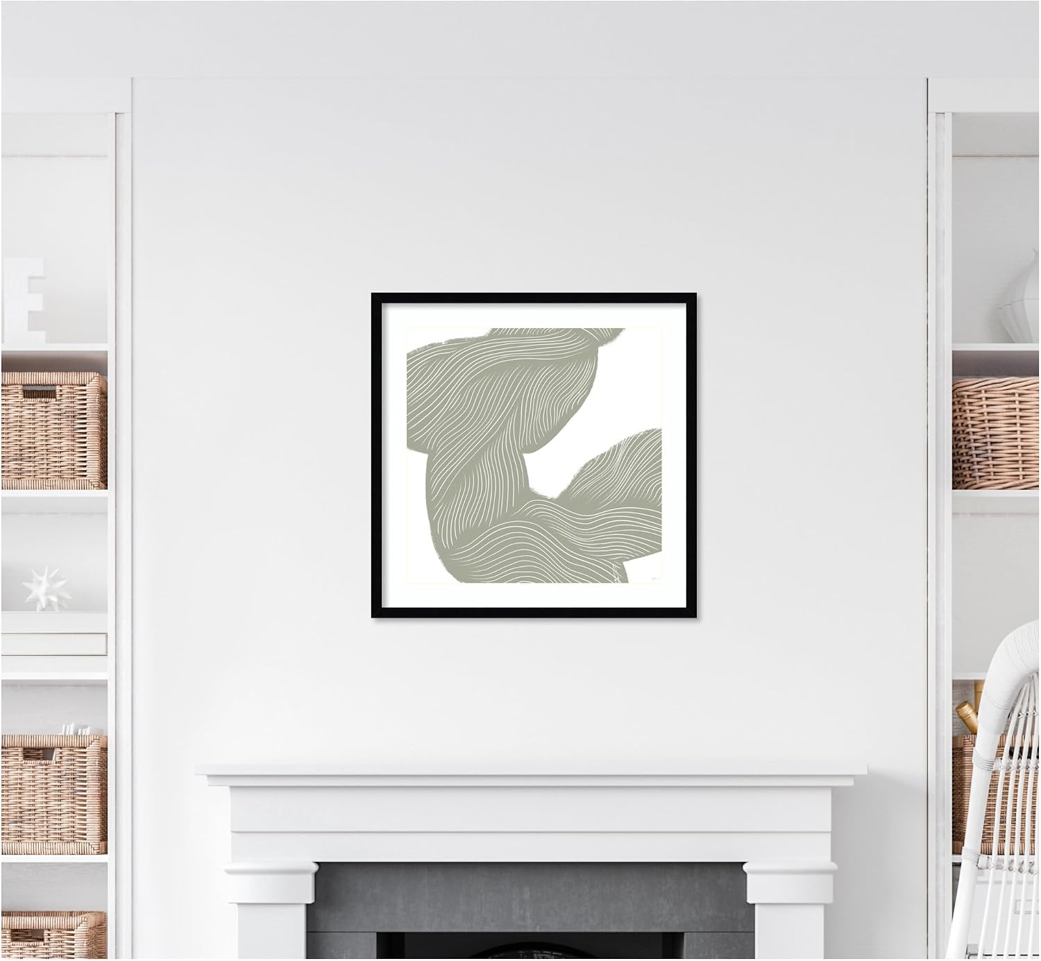 Kate and Laurel Framed Wall Art Print Movement Lines by Gabrielly Guedes, 25 x 25, Svelte Noir Black Frame, Modern Contemporary, Abstract Art for Wall Decor