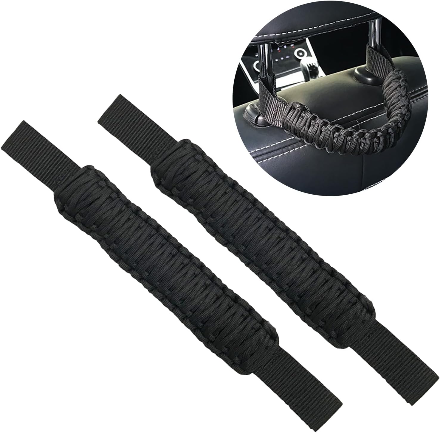 1 Pack 2 Pcs Headrest Grab Handles, Car Rear Seat Safety Grab Handle, Black Car Front Rear Seat Back Roll Bar Grip Handles Universal for Car SUV Truck Pickup Interior Accessories