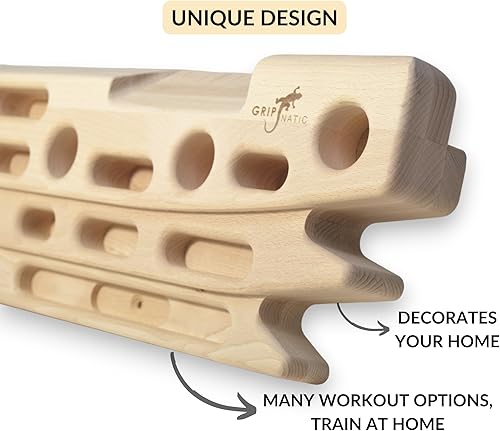 Miniatura 3 de FingerPeg 1.0 - Tabla de entrenamiento para diapasón para escalada con barras de dominadas - Elegante tabla de escalada de madera con diseño