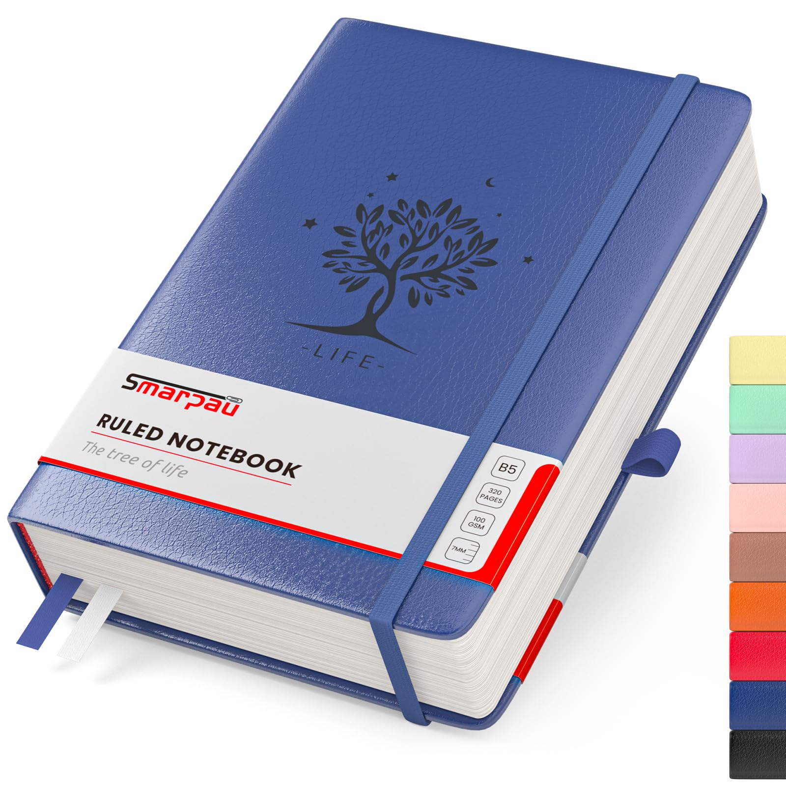 Smarpau Lined Journal Notebook B5, Large Composition Notebooks 320 Pages with Sticky Notes