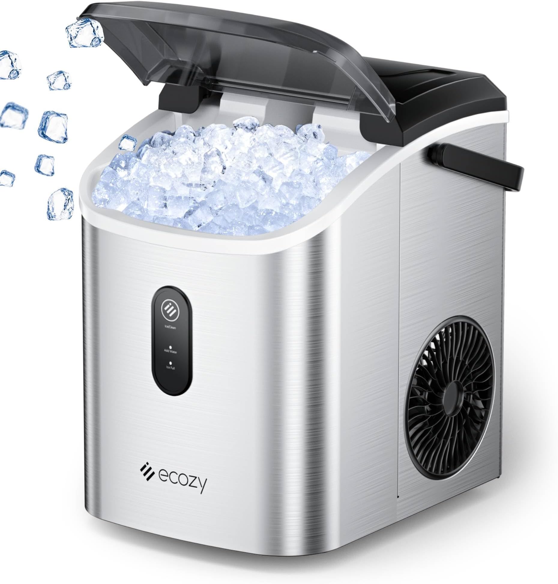 Nugget Ice Maker Countertop, Smart Portable Crushed Ice Maker with Voice Control, Pellet Chewable Ice 33lbs/24H, Self-Cleaning, with APP WiFi, Timer Function and Status Alerts, Bonus TDS Meter