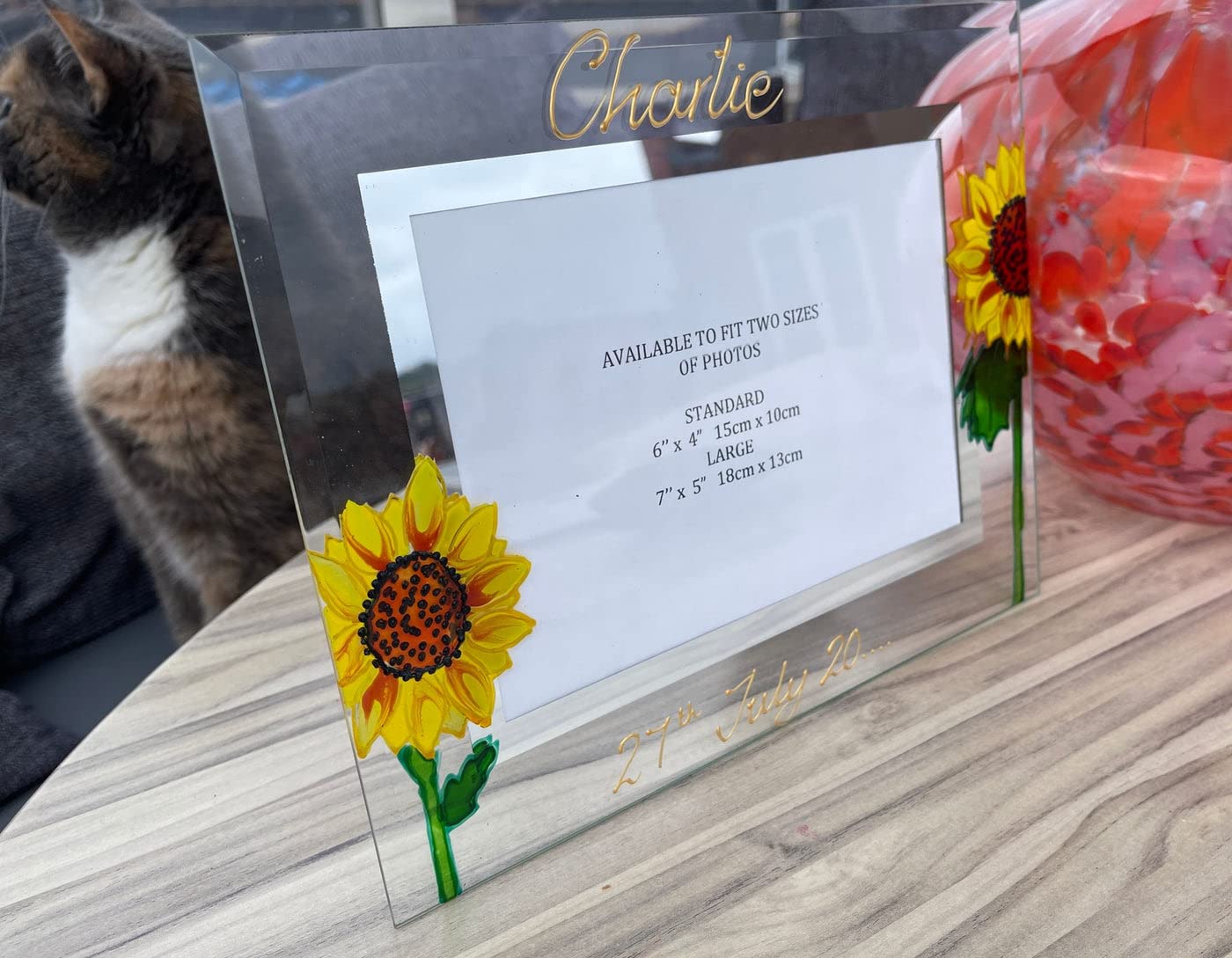 Personalised Sunflower Photo Frame Landscape Large 7” x 5”