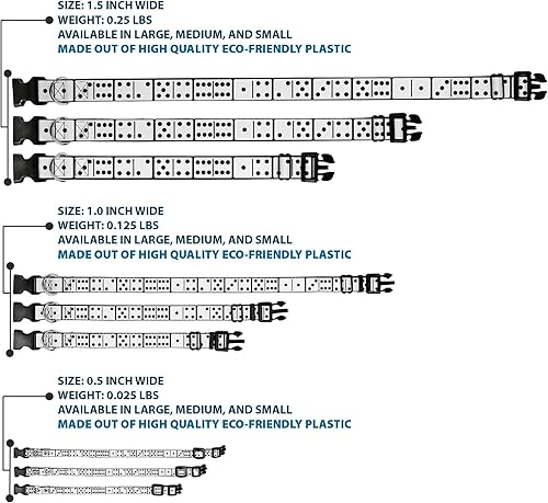 Miniatura 3 de Buckle-Down PC-W30488-L Dominos - Collar de clip de plástico blanconegro, grande, 15-26 pulgadas