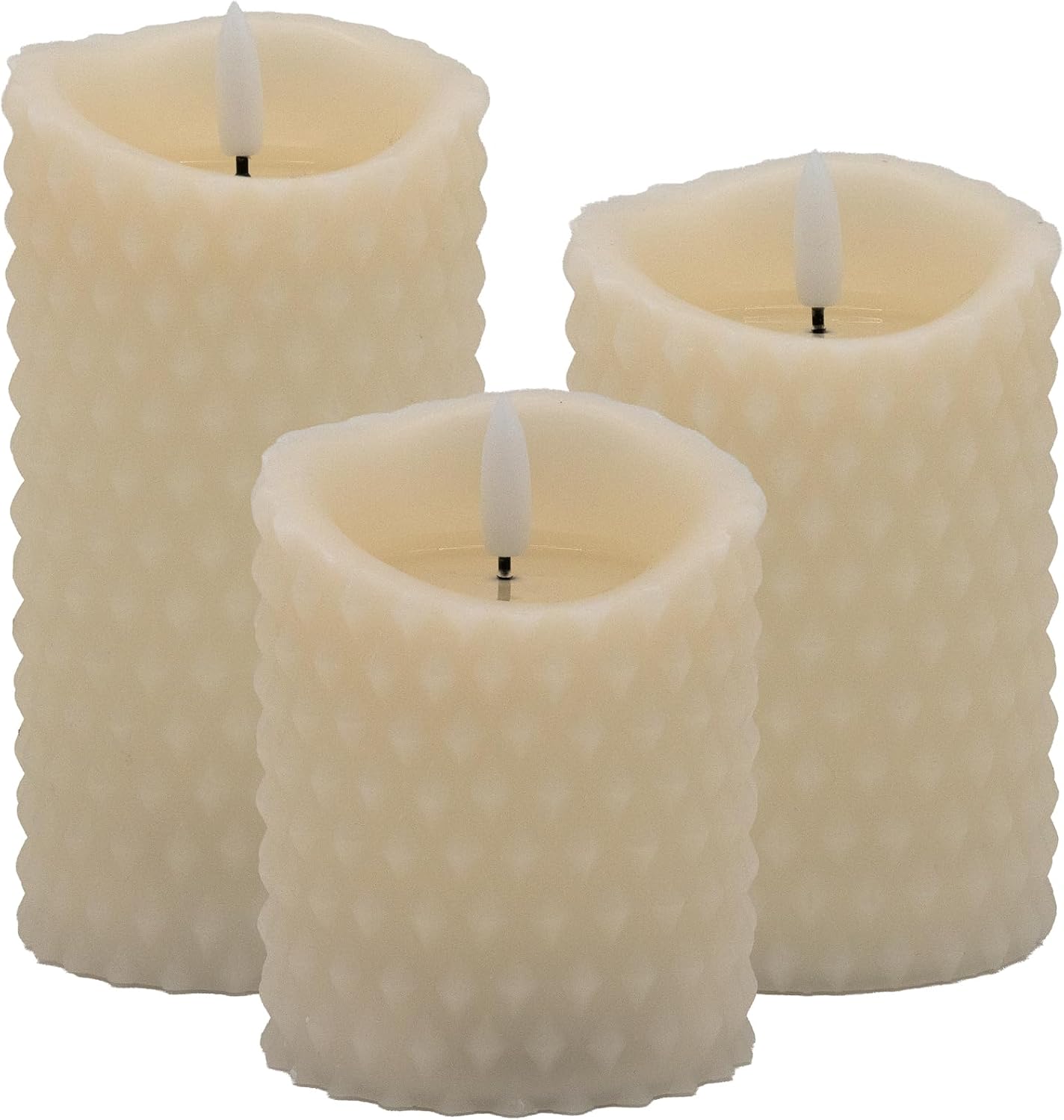 LumaBase Battery Operated Textured Candles - Set of 3