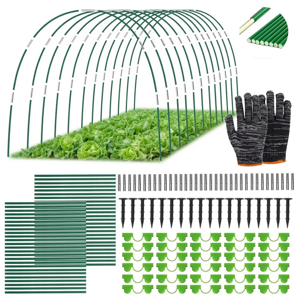 TUIBEIDAMAI 50 PCS Bögen für Hochbeet,Pflanztunnel Bögen,Abnehmbar Folientunnel für Hochbeet,Tunnelbögen Hochbeet,Gewächshaus Bogen 6mm mit Kunststoff umwickelt,Gewächshaus Reifen,Gartentunnel Bögen