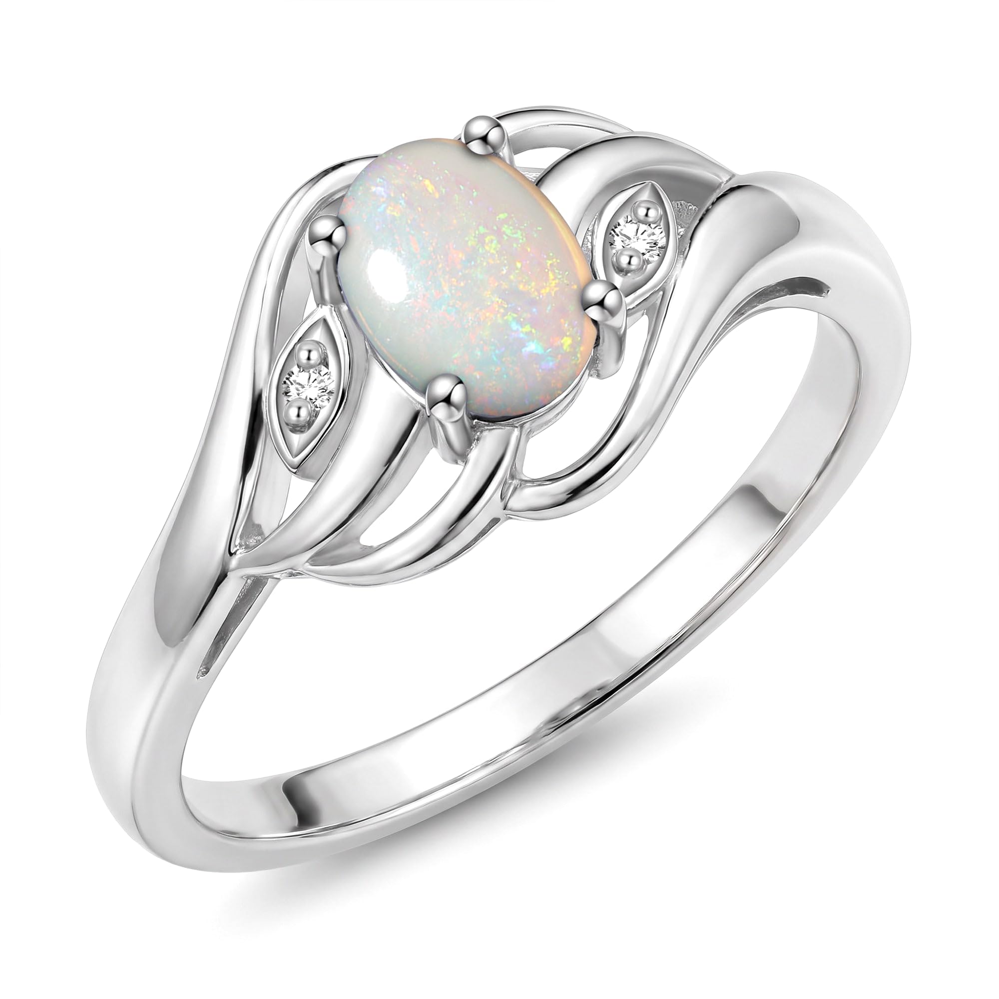 Rylos Ring featuring Classic Style, 6X4MM Birthstone Gemstone, &amp; Diamonds - Elegant Jewelry for Women in Sterling Silver, Sizes 5-10