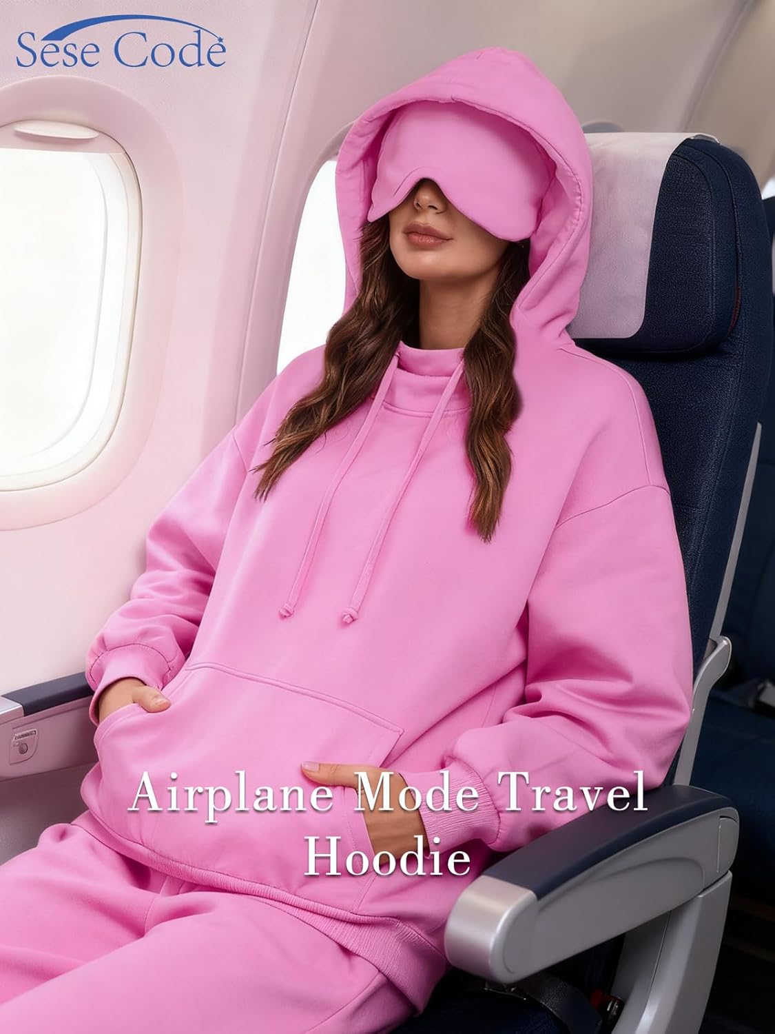 SeSe Code Hoodie with Eye Mask Travel Airplane Unisex Oversized Sweatshirt Sleep Pullover with Pocket Fleece Couples Hoodies - Image 4