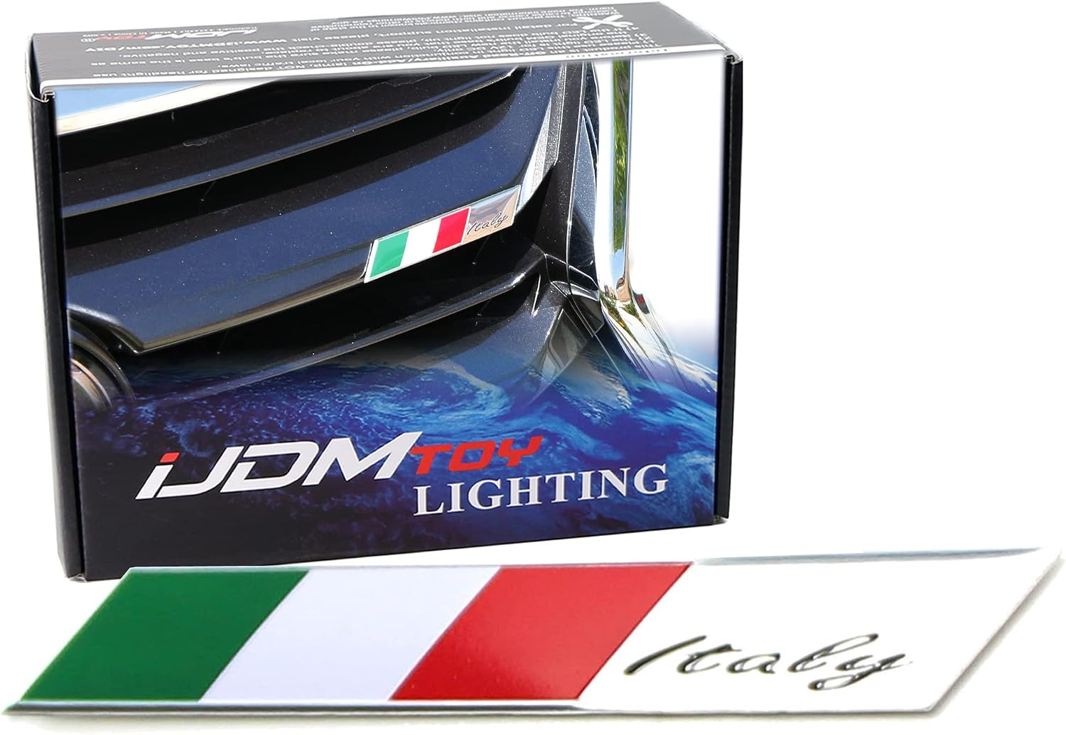 iJDMTOY Aluminum Plate Italian Flag Emblem Badge Compatible With Italian Car Front Grille, Side Fenders, Trunk, Dashboard Steering Wheel, etc