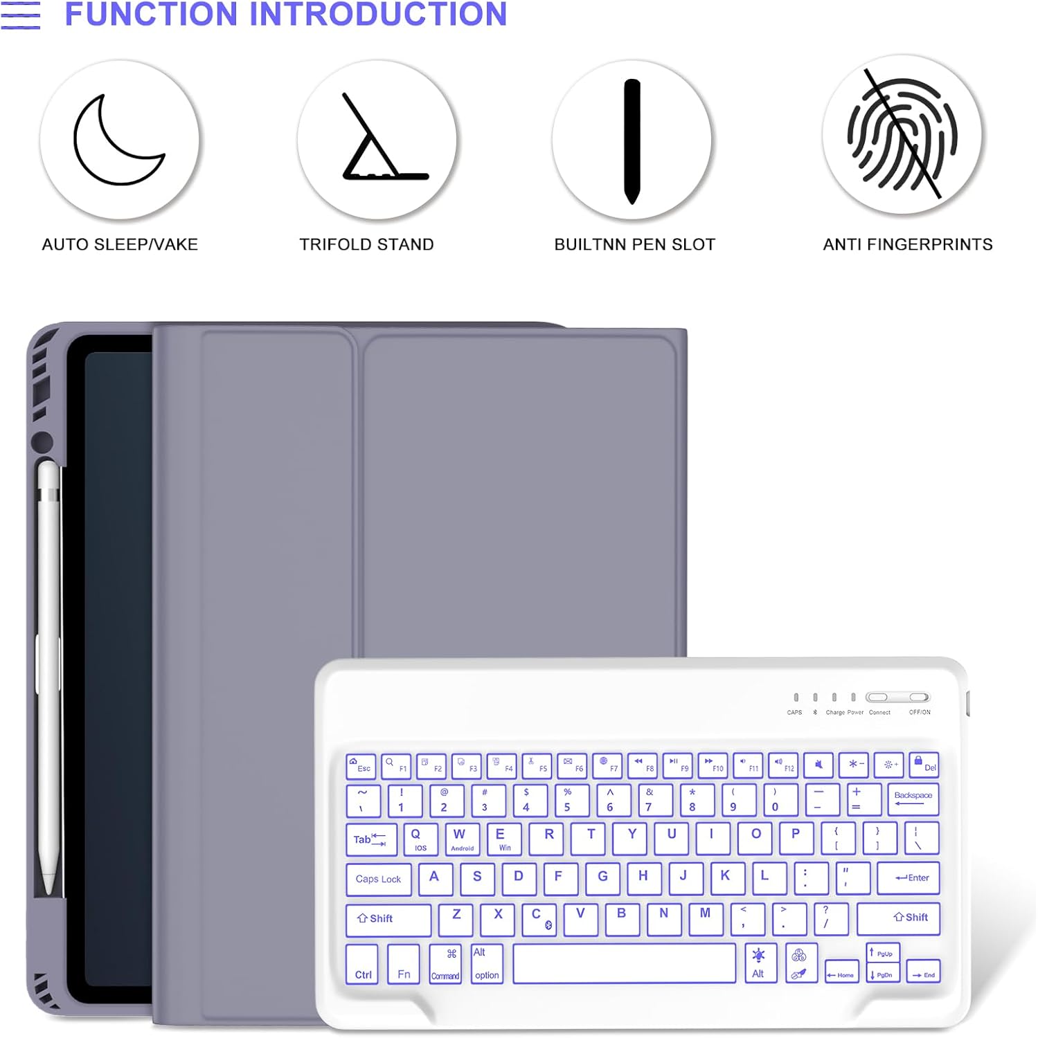 IVEOPPE Keyboard Case for iPad Air 13-inch (M4 2026/M3 2025/M2 2024) & iPad Pro 12.9-inch 3rd-6th Gen, 7-Color Backlit, Detachable Wireless Bluetooth Keyboard with Auto Sleep/Wake, Purple