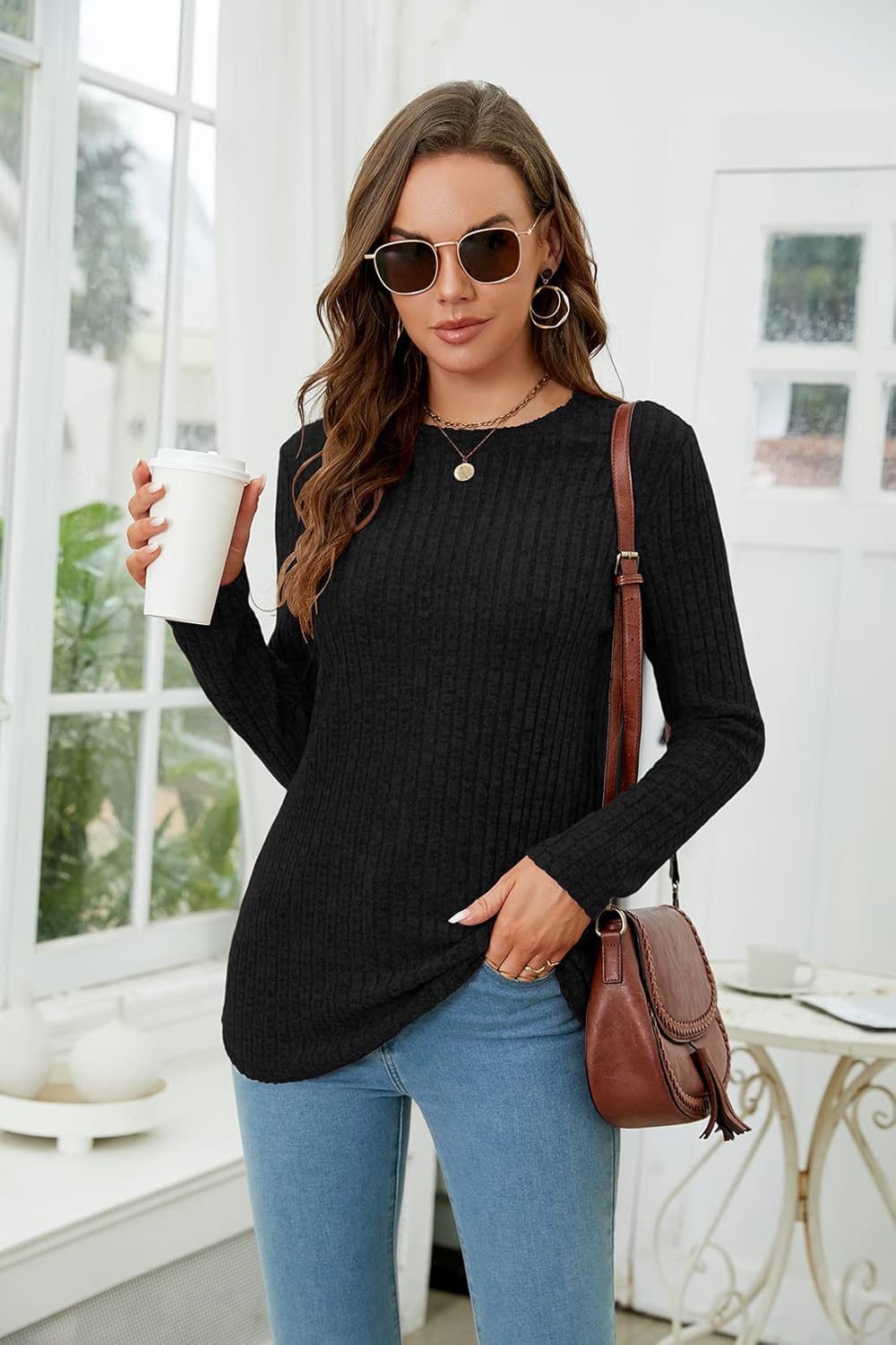 SimpleFun Women's Tunic Sweaters Lightweight Fall Casual