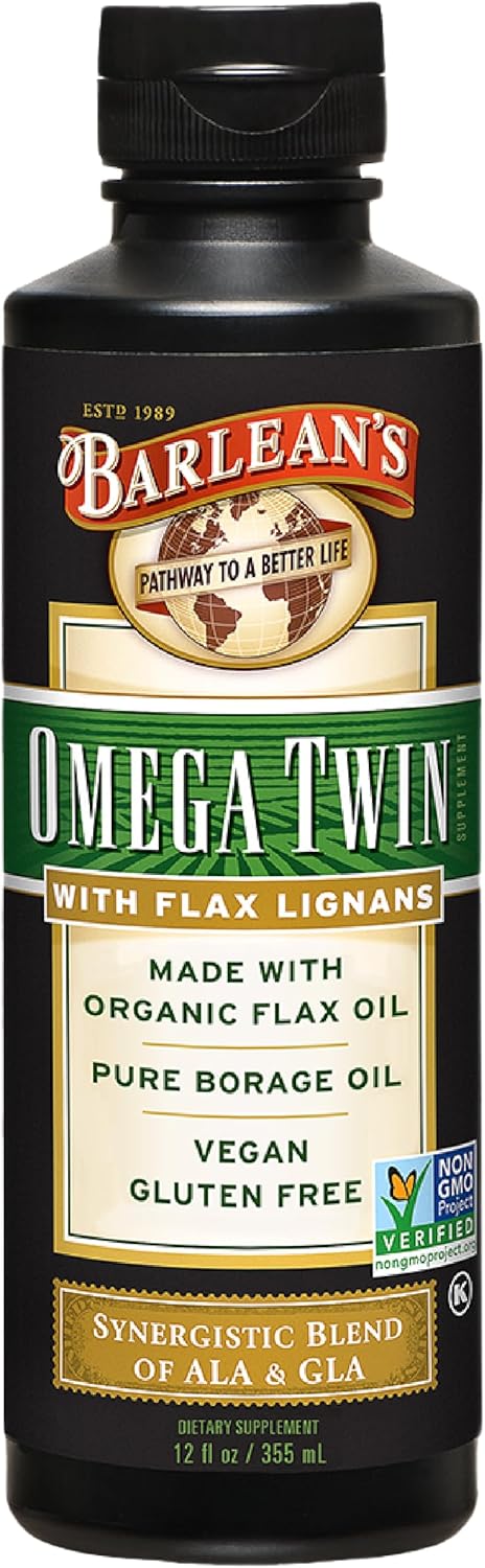Barlean's Vegan Omega Liquid Flax and Algae Oil Plant Based EPA DHA Supplement from Algal Oil and Organic Flaxseed, Omegas 3 6 and 9 Fatty Acid Supplements, 16 Ounces