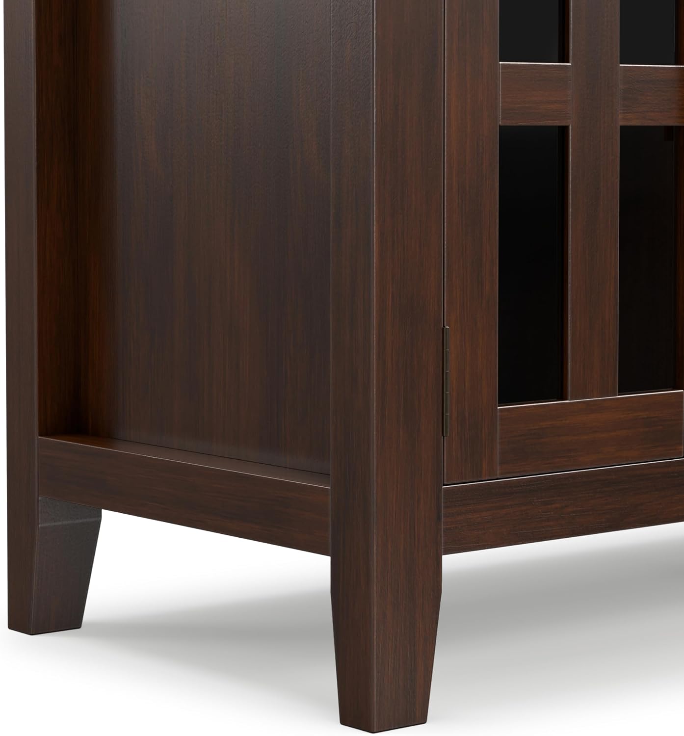SIMPLIHOME Artisan TV Stand - 72 inch Wide Solid Wood Media Console in Russet Brown, Contemporary Entertainment Center for Living Room for TVs up to 80 Inches with Glass Cabinets and Cable Management