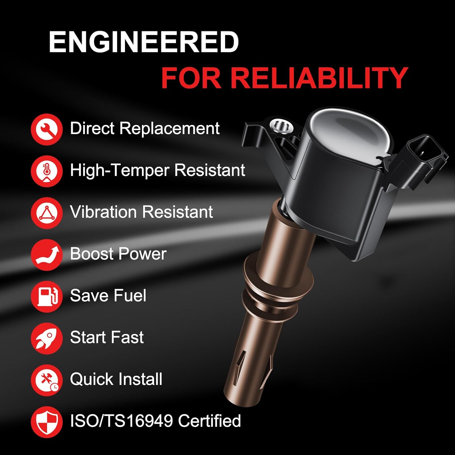 DG521 Ignition Coils Pack Spark Plugs Fits for Ford F-150 V8 4.6L 2009-2010, F-150 V8 5.4L 2008-2010, Expedition V8 5.4L 2008-2014, Mustang Explorer F-250/F-350 Super Duty 2008-2010