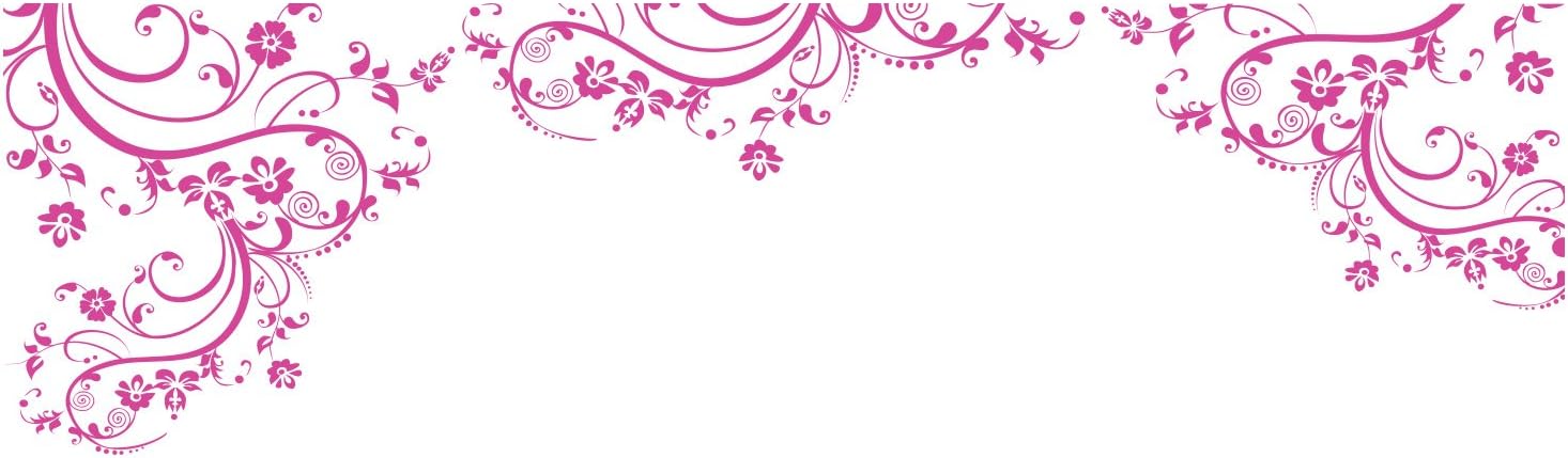 Hot Pink Color Swirl Flower Floral Wall Decal Design #262A (100" X 29"). Perfect for Girl's Room. #262A