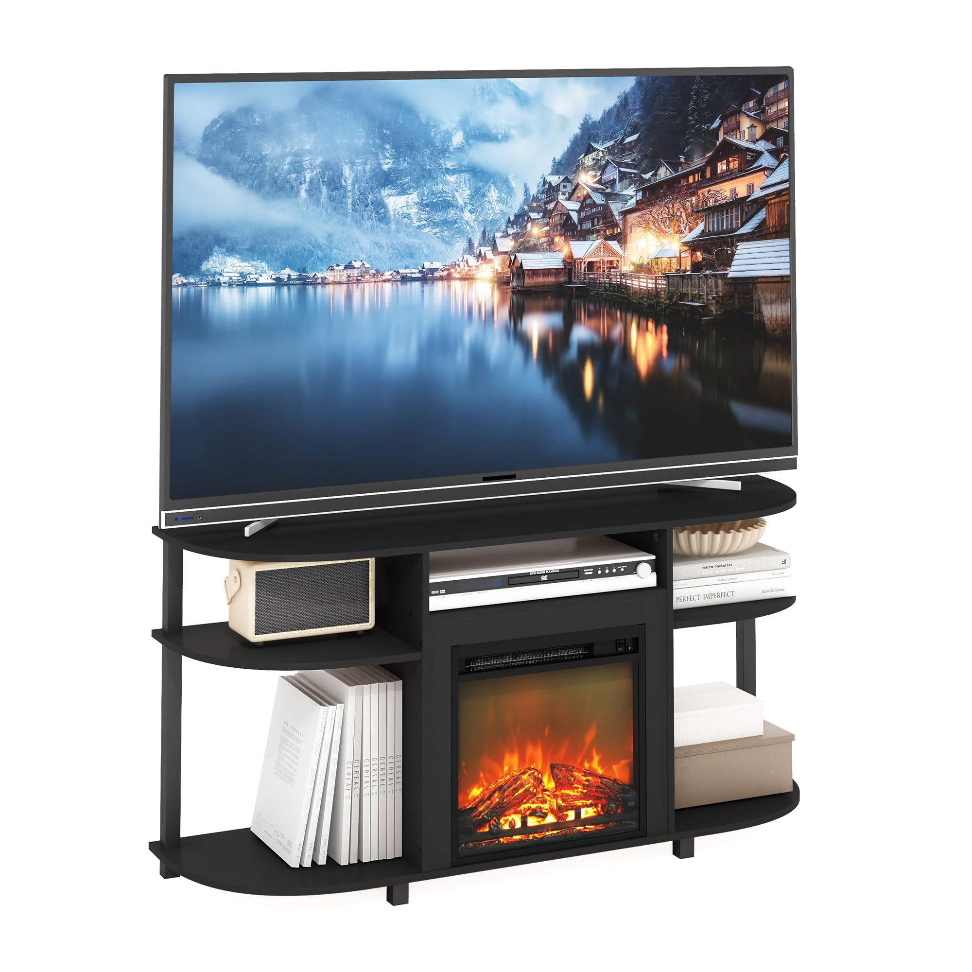 Amazon.com: Furinno Jensen Fireplace TV Stand, Curved
