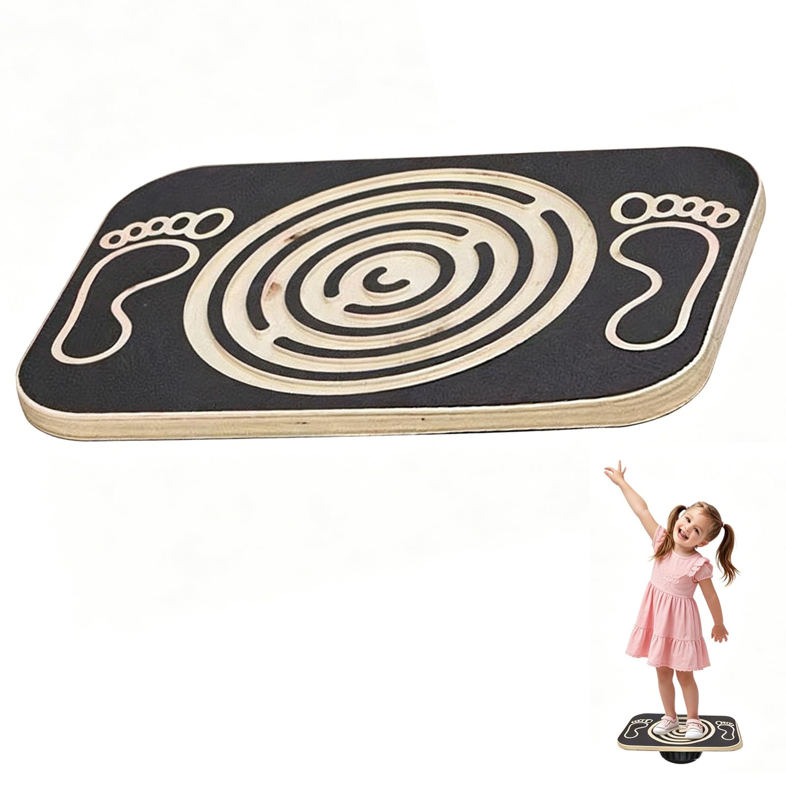 Balance Board in legno con labirinto, tavola oscillante per allenare l'equilibrio | Tavola d'equilibrio per bambini, per yoga ed esercizi, per ufficio, portata fino a 200 kg