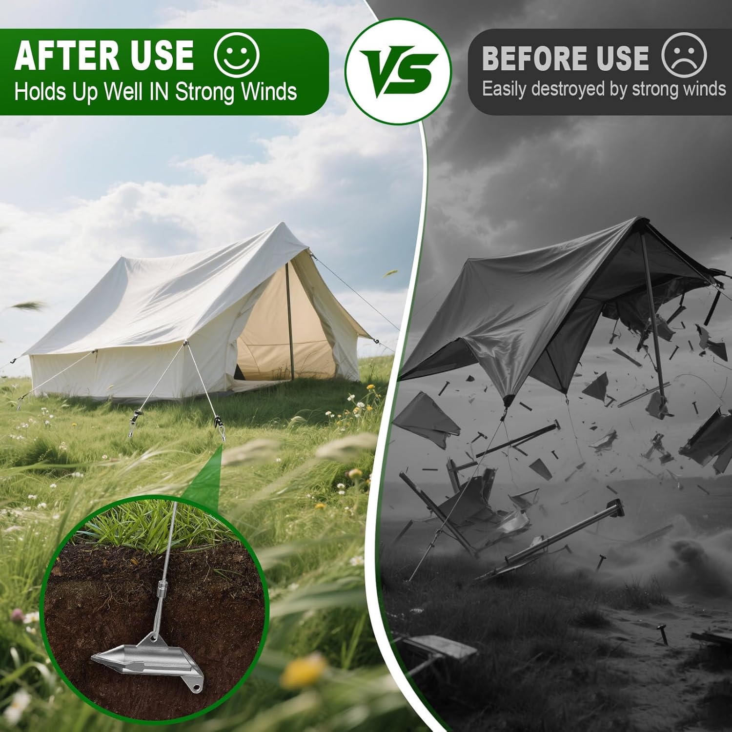 WooFog 6 Pack Earth Anchors for Trapping, Duckbill Earth Anchors, 30 Inch Heavy Duty Ground Anchor for Sheds, Trap Anchors for Securing Trapping Stakes, Greenhouses, Tents