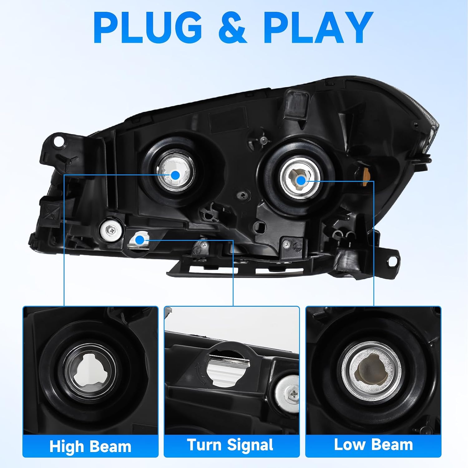 ELH Headlights Assembly Fit For 08-12 Chevy Malibu 2008 2009 2010 2011 2012 Chevy Malibu 08 09 10 11 12 Chevy Malibu Headlamp Replacement Left Side And Right Side Chrome Housing Amber Reflector